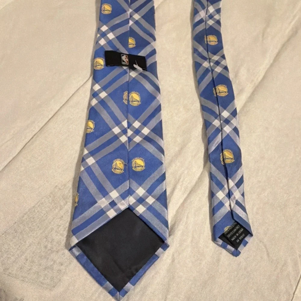 Golden State Warriors NBA Blue Yellow White Plaid Tie Officially Licensed